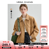 VEGA CHANG短外套女2024年新款春装复古显瘦旷野美拉德上衣 核桃棕 M