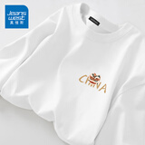 真维斯（Jeanswest）白色打底衫男2025新款春秋重磅纯棉内搭上衣学生圆领长袖T恤男士 白色(功夫醒狮胸标) 2XL (185) (体重160-180斤)