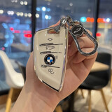 苏萌适用宝马3系钥匙套320li三系5系530车1系x3五系x5包525刀锋壳x2 A款白壳+车标银扣