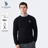 U.S. POLO ASSN.男士针织衫简约商务毛衣秋冬纯棉保暖男装上衣宽松打底毛衫