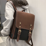 慕昂双肩包女2025新款韩版复古英伦学院风大学生书包简约百搭校园背包 黑色