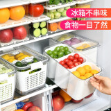 SP SAUCE日本冰箱冷冻沥水保鲜盒密封不串味食品储物盒厨房分类冷藏收纳盒 一篮两用系列三分格 7.5L