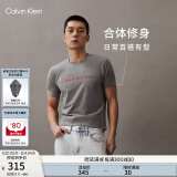 Calvin Klein Jeans夏季男女情侣中性年轻ck多色印花透气修身短袖T恤J320931 P2D-鸽子灰 L （推荐145-160斤）