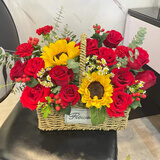 鲜花情向日葵花束同城配送老师女友老婆生日礼物毕业花束小时达 向日葵康乃馨红手提花篮花开富贵 同城配送 支持预约日期