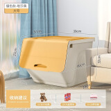 星优儿童玩具收纳箱家用前开式衣服整理箱塑料翻盖储物盒零食收纳筐 塔沙黄大号【3个装】