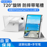 MAGUS适用华为matepadpro13.2保护套2025款带笔槽全包防摔透明亚克力保护壳钢化膜手写笔套装【聚财灰】