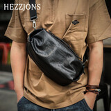 赫泽琼斯软皮单肩包进口意大利斜挎包通勤休闲小背包时尚挎包个性机车背包 黑色意大利小牛皮