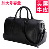 斯维森之星真皮旅行包男士大容量手提旅游袋头层牛皮健身包行李包短途登机包 2096#黑色-加大号+鞋仓