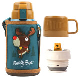 杯具熊（BEDDYBEAR）儿童保温杯带吸管316不锈钢双盖两用大容量儿童水杯壶600ml麋鹿