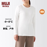 无印良品（MUJI） 女式 棉 厚款 长袖T恤 纯棉全棉 FCD70C2A 打底衫 打底衣 家居服 白色 L