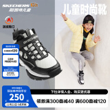 Skechers斯凯奇儿童绒绒靴男女童冬季防滑儿童加绒运动鞋中帮棉靴302527L 鞋口加绒/白色/黑色/WBK 36码