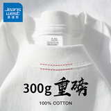 真维斯（Jeanswest）300g重磅纯棉短袖t恤夏季圆领五分袖宽松百搭打底衫男女基础款tee 白色(纯色) M (170) (体重110-130斤)