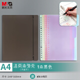 晨光(M&G)文具A4/8孔可拆卸活页本外壳 考研复习作业本 PP不硌手透明黑色封面 单个装 APY8T19PB