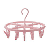 茶花家用多功能多夹子晾衣架内衣袜子宝宝晾晒架婴儿衣架防风 椭圆形-粉色-18夹（6709）