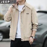 JEEP SPIRIT吉普夹克男士外套秋冬季新款加绒加厚中青年春秋上衣服时尚休服装 卡其（常规） M (110斤以内)