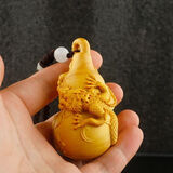 小叶黄杨木雕刻手把件文玩把玩件男随身盘玩祥龙葫芦实木汽车挂件 手把绳黄杨木精雕