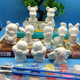 贝可麦拉（beikemaila）石膏涂鸦娃娃彩绘填色手工DIY白模画画儿童亲子涂色公主礼物玩具 8个迪士尼2流体熊2D白模1套颜料 1套颜料含【12色颜料条+2画笔】