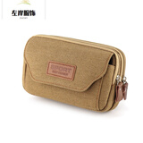 手机包男多功能腰包横竖款穿皮带腰带手机套帆布5.5 66.5挂包F 卡其大号三层横款 6.5+挂钩