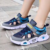 李宁热新款断码男童包头凉鞋夏季网面透气儿童运动网鞋男镂空跑鞋 9050深兰 32