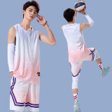 HKBQ篮球服套装男定制球服球衣青少年篮球赛队服夏季运动训练速干衣服 211淡白紫 2XL(170-175cm)