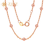 ZJUZ18k金转运珠项链锁骨链满天星彩金玫瑰金项链黄金送女友七夕礼物 玫瑰金色 40+5cm