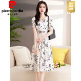 皮尔卡丹（PIERRE CARDIN）休闲碎花连衣裙女夏季2025新薄款小个子高端气质显瘦法式裙子洋气 广州十三行连衣裙白色 L 超仙连衣裙新品(建议105-115斤)