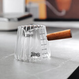 Bincoo玻璃小奶盅带刻度量杯意式浓缩咖啡萃取杯木柄小奶罐盎司杯