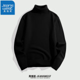 真维斯（JEANSWEST）毛衣男高领保暖打底毛衫2022年秋冬新品毛线衣针织衫男打底衫内搭 黑色高领 M(推荐100斤-110斤左右)