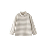 papa爬爬秋冬条纹洋气保暖男女宝宝打底衫 米白-翻高领    110 cm  