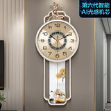 康巴丝（Compas）新中式福鹿日历挂钟家用时尚时钟客厅钟表高档轻奢大气 3348时来运转（AI智能机芯）