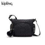 Kipling男女新款夏季出游单肩包斜挎包骑行百纳牛角包|GABBIE系列 MINI-黑底字母印花