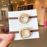 芭珀丽3件套装发绳女韩国东大门复古简约豹纹字母发圈头绳扎头皮筋头饰 #立体几何【圆形+方形】2件套