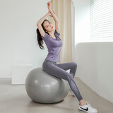 瑜伽少女瑜伽服女夏薄款高级感专业跑步运动套装速干时尚仙气健身服 紫色短袖+灰色长裤 L (110-125斤)