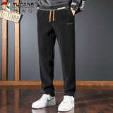 啄木鸟（TUCANO）裤子男秋冬季保暖休闲裤男士重磅直筒运动卫雪尼尔长裤 黑色 3XL 