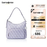 新秀丽（Samsonite）时尚通勤女包托特单肩包百搭大开口女士紫色印花手提包NO3