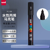 三菱（uni）POSCA系列马克笔（中字）彩色海报广告记号笔标记笔办公绘画手绘涂鸦笔 PC-5M 黑色 单支