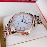 卡罗莱女表全自动机械小绿表时尚女士手表防水皮带精钢陶瓷带腕表CA1206 玫金白面钢带 CA1206