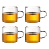 逸集玻璃茶杯加厚耐热功夫品茗杯子带把功夫茶具配件花茶杯 4个装