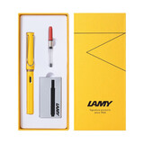 LAMY德国进口 凌美(LAMY)狩猎者钢笔墨水笔礼品笔套装礼盒 含吸墨器+墨胆 小礼盒 高颜值送学生老师 亮黄色F尖(墨囊礼盒)