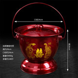 华科加厚镀锌高脚红色痰盂结婚新娘陪嫁搪瓷痰盂儿童成人尿盆座便器子孙桶马桶 酒红龙凤花兰痰盂/材料铁（无垫）