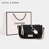 CinvaiKrose官网包包女包轻奢侈帆布包斜挎包女士包包新款2025饺子包 黑色-CK女包生日礼物送女友