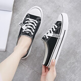 回力 女鞋帆布鞋低帮半拖鞋透气板鞋 简约百搭懒人一脚蹬休闲鞋 WXY(ZA)-0116 黑色 35