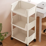 霓峰小推车置物架家用厨房落地多层可移动零食收纳架客厅储物架货架 小号3层白【开口款】