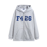 F426【赵露思许妍同款】国潮牌秋季宽松大logo格子贴布绣卫衣 蓝花灰 L