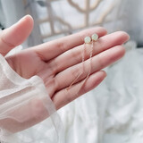 炙真银楼足银耳线女款流苏短款时尚简约气质学生和田玉耳饰银饰首饰 5cm和田玉耳线一对【店长推荐】