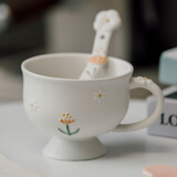 onlycook陶瓷水杯马克杯咖啡杯带勺子 早餐杯男女士大容量高颜值-杯勺套装