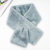 达芬奇密码毛绒围巾女冬款保暖日系仿獭兔毛儿百搭高级感加厚毛绒围脖礼物 雾蓝