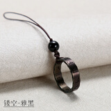 捣旦国度 手机挂绳短款手机链防摔耐磨手机挂件挂饰心经创意中国风钛钢指环扣个性手机指环扣 六字真言钛钢-雅黑