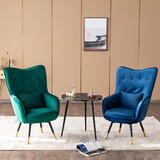 阿拉蕾 阳台桌椅欧式三件套 现代简约茶几休闲椅组合 创意卧室客厅桌椅 墨绿+宝蓝+黑面圆桌（绒布黑金腿）