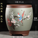 爵遇良品紫砂花盆特大号口径种树月季庭院落地客厅30以上发财树金钱树花盆 双鸟报喜 浅绿色 特大号 图示